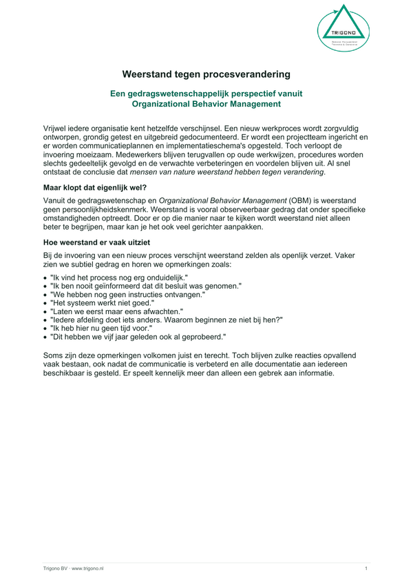 Voorpagina van Weerstand tegen procesverandering